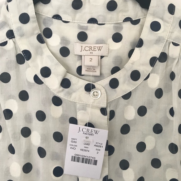 NWT J. Crew Factory black and white polka dot top - Picture 2 of 8